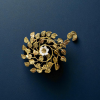 Golden Spiral Leaf Wall Art with Central Flower Accent