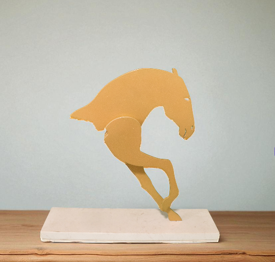 012 Minimalist Golden Horse Silhouette Sculpture