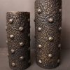 Textured Black & Bronze Cylinder Vases