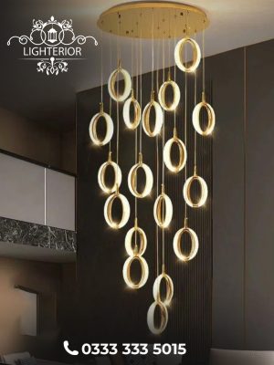 4 Golden Halo Ring Chandelier