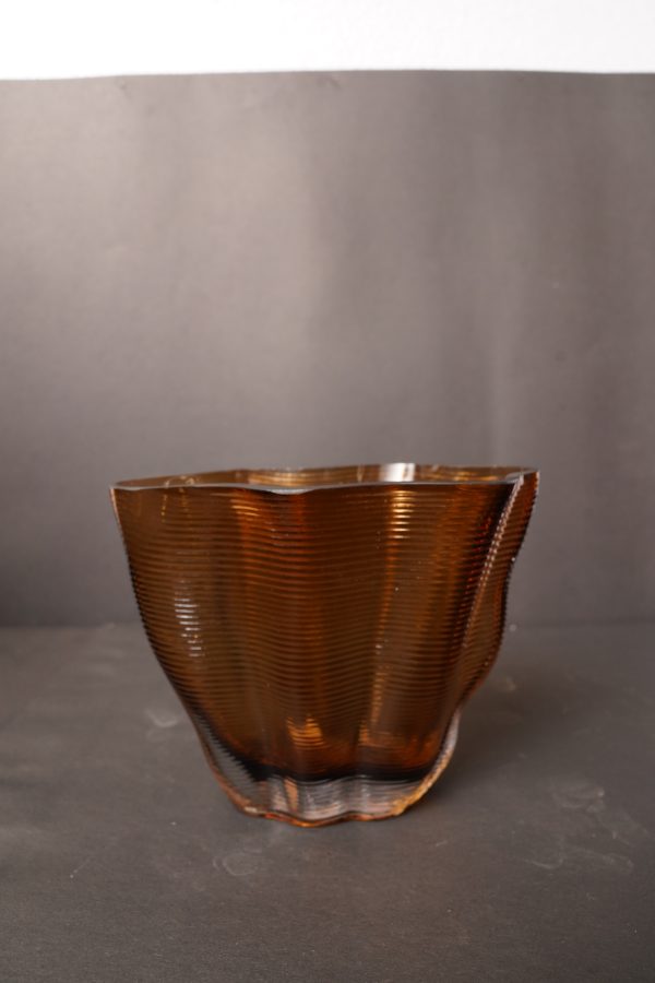 Amber Ribbed Glass Vase