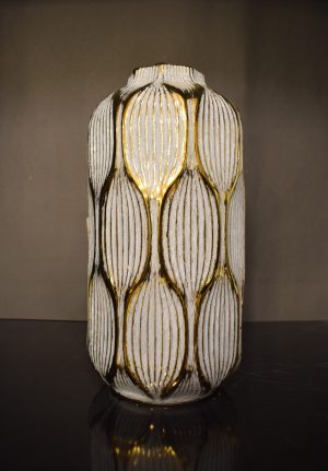 Sculpted Ceramic Vase with Gold Leaf Detailing
