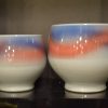 Round Ceramic Vases with Gradient Red and Blue Design
