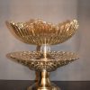 Luxury Two-Tier Crystal Glass Serving Stand with Antique Brass Base