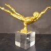 Gold Gymnast Sculpture on Crystal Base