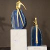 Modern Gold Figurines on Blue Agate & Marble Base