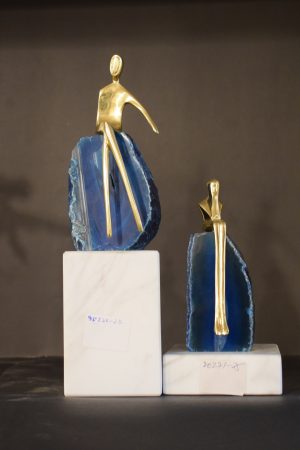 DSC_0674 Modern Gold Figurines on Blue Agate & Marble Base