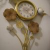 Elegant Floral Wall Clock with Golden Stems