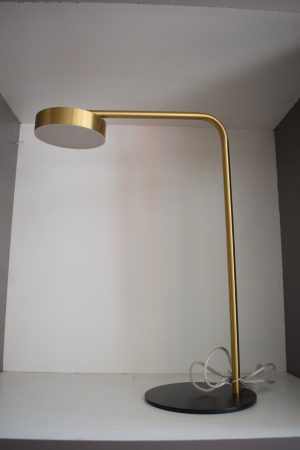 Minimalist LED Brass Desk Lamp with Matte Black Base