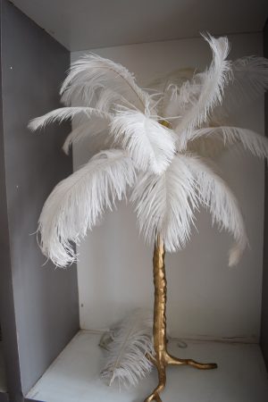 Luxury White Feather Palm Tree Table Lamp