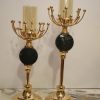 Elegant Gold & Black Decorative Candle Holders with Glass Shades