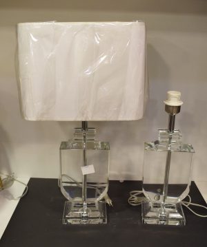 DSC_0832 Crystal Glass Table Lamp with White Rectangular Shade-Pair