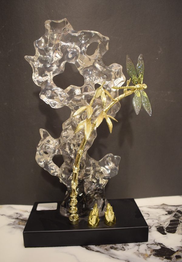 Crystal Bamboo & Dragonfly Sculpture