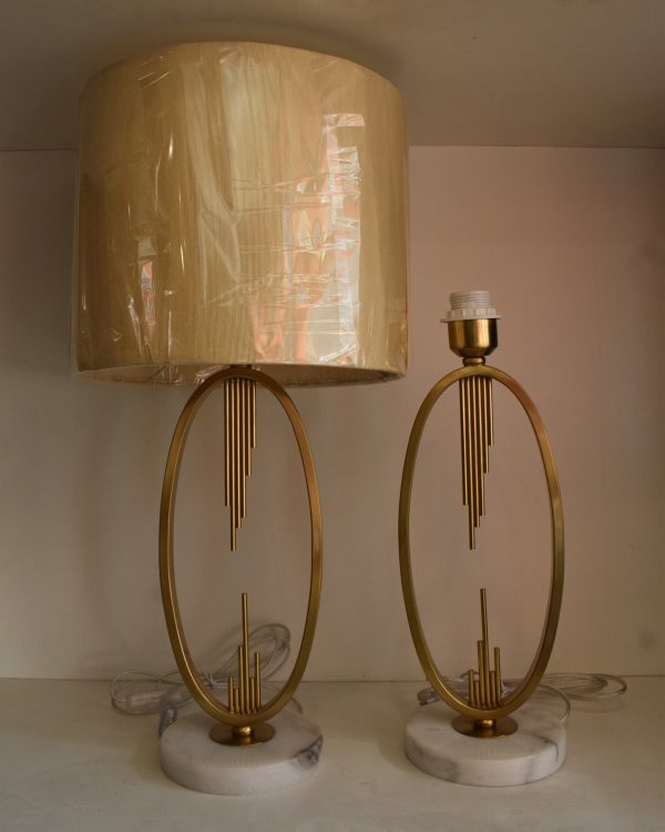 Modern Gold Oval Table Lamp with Marble Base-Pair