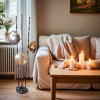 Modern Triple Globe Floor Lamp – Metallic Silver, Copper & Champagne Shades