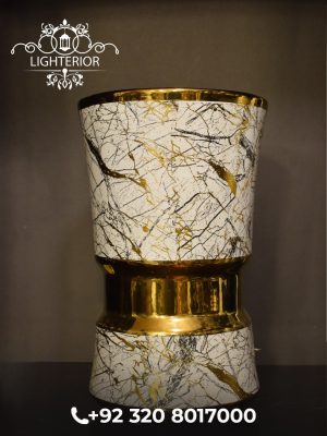 Luxury Marble-Effect Ceramic Vase with Gold Foil Detailing