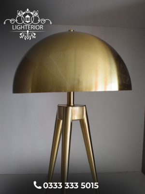 Sculpted Brass Dome Tripod Table Lamp